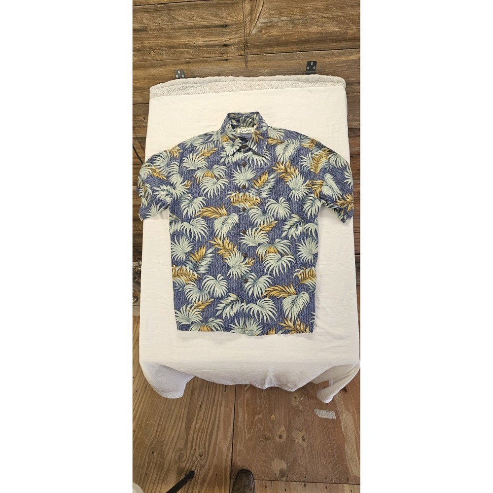 VINTAGE-Kahala Men's Aloha Shirt With Tropical Botanical Print, Size Medium